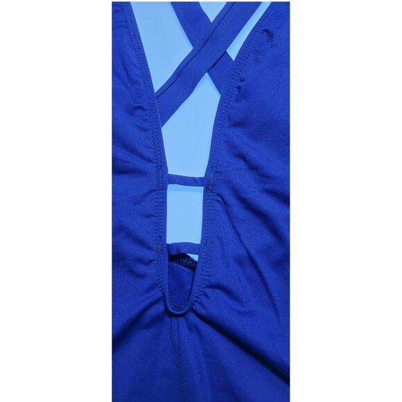 Lauren Ralph Lauren One Piece -Swimsuit Navy Blue V-Neck Size 4 - Picture 2 of 5